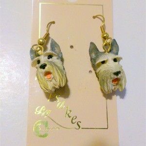 Vintage NOS Schnauzer Dog Drop Earrings by Keepsakes